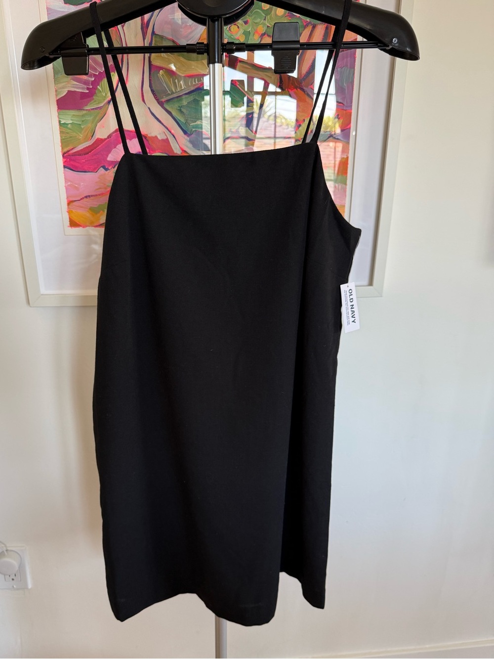NWT Old Navy Black Strappy Midi Dress Size Small Adjustable Tie Back